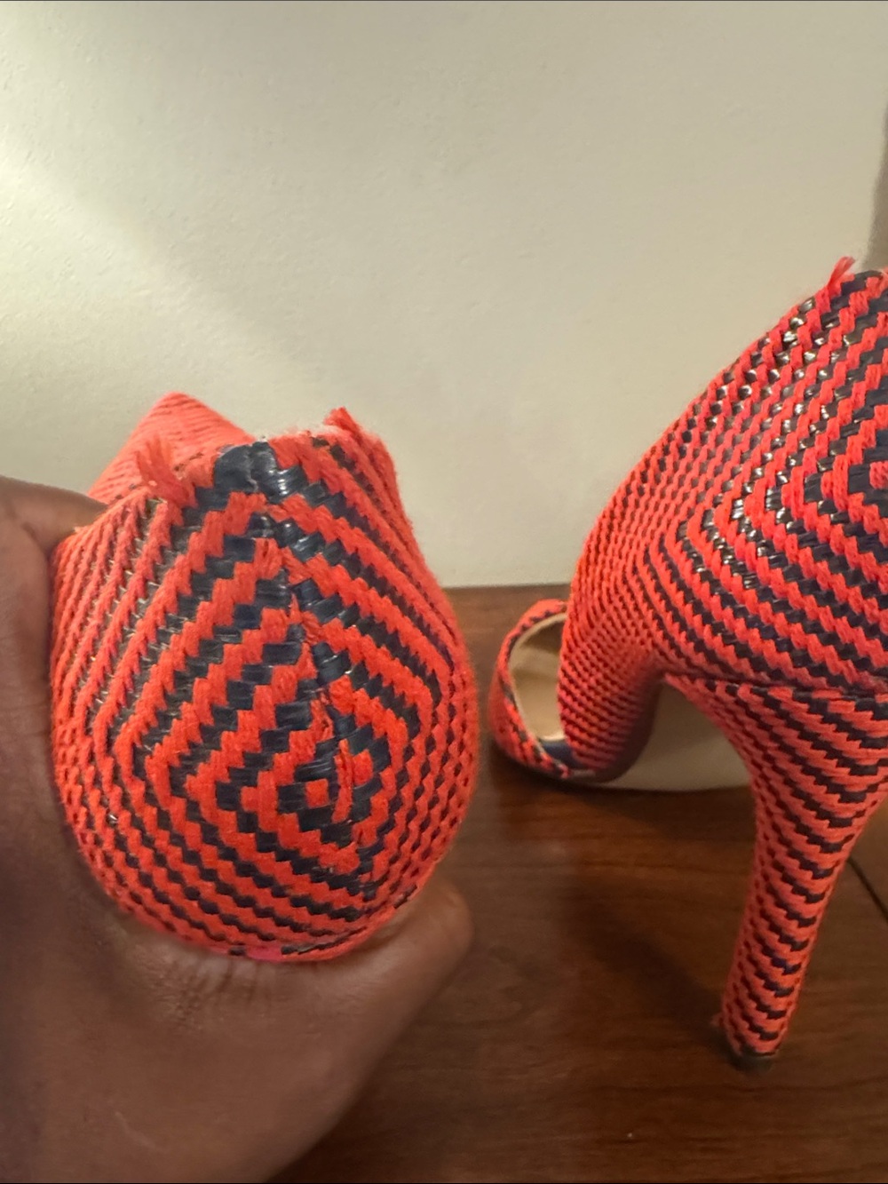 Banana Republic Red and Black Chevron Pointed Pumps - Picture 5 of 11